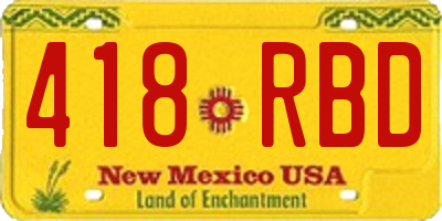 NM license plate 418RBD