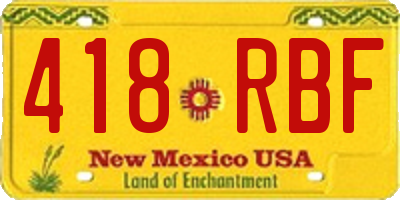 NM license plate 418RBF
