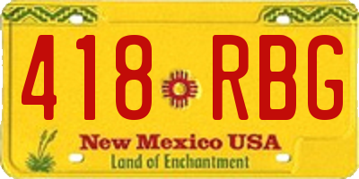 NM license plate 418RBG