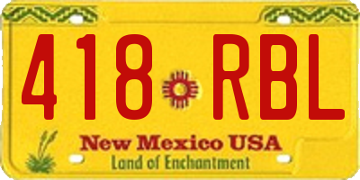 NM license plate 418RBL