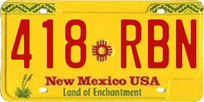 NM license plate 418RBN