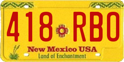 NM license plate 418RBO