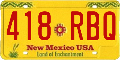 NM license plate 418RBQ