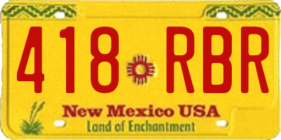 NM license plate 418RBR