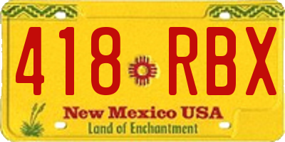 NM license plate 418RBX