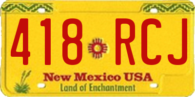 NM license plate 418RCJ