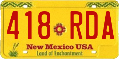 NM license plate 418RDA