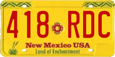 NM license plate 418RDC