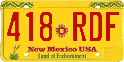 NM license plate 418RDF