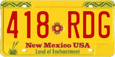 NM license plate 418RDG