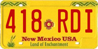 NM license plate 418RDI
