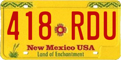 NM license plate 418RDU