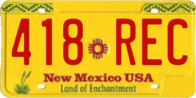 NM license plate 418REC