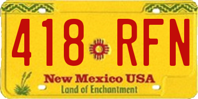 NM license plate 418RFN