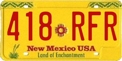 NM license plate 418RFR