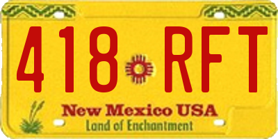 NM license plate 418RFT