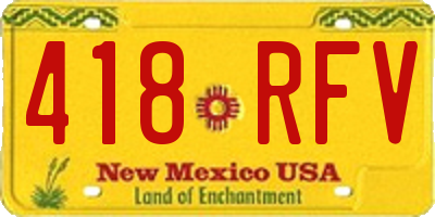 NM license plate 418RFV