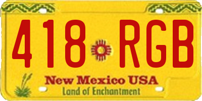 NM license plate 418RGB