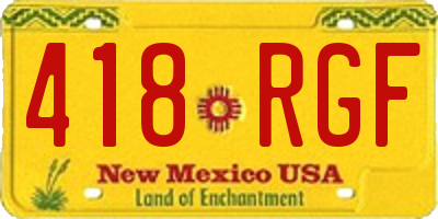 NM license plate 418RGF
