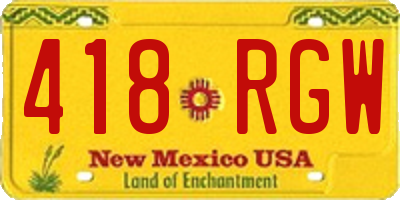 NM license plate 418RGW