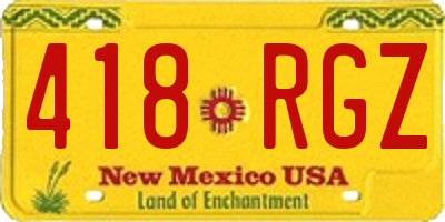 NM license plate 418RGZ