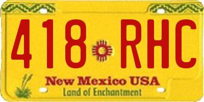 NM license plate 418RHC