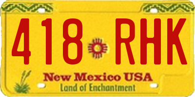 NM license plate 418RHK