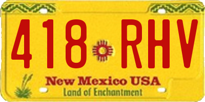 NM license plate 418RHV