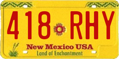NM license plate 418RHY