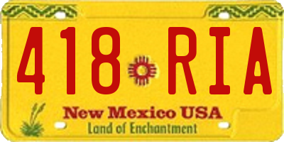 NM license plate 418RIA