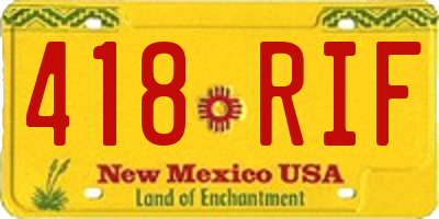 NM license plate 418RIF