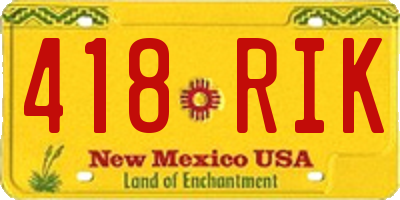 NM license plate 418RIK