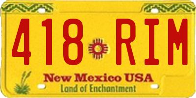 NM license plate 418RIM