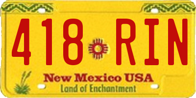 NM license plate 418RIN