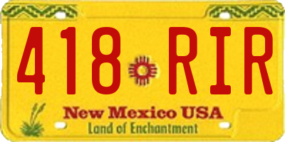 NM license plate 418RIR
