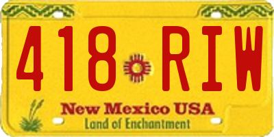NM license plate 418RIW
