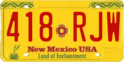 NM license plate 418RJW