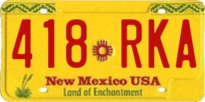NM license plate 418RKA