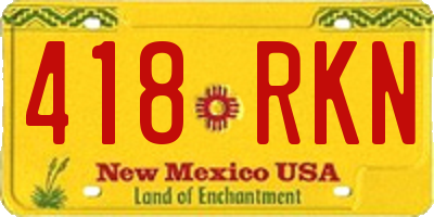 NM license plate 418RKN