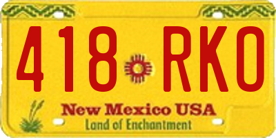 NM license plate 418RKO