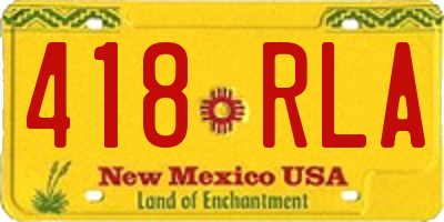 NM license plate 418RLA