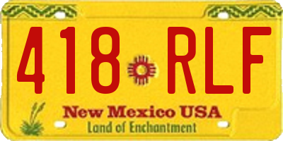 NM license plate 418RLF