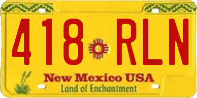 NM license plate 418RLN