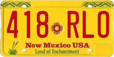 NM license plate 418RLO