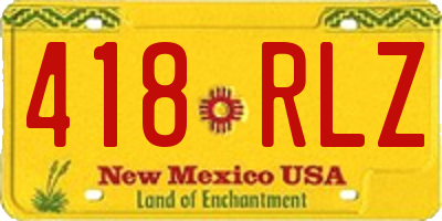 NM license plate 418RLZ