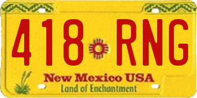 NM license plate 418RNG