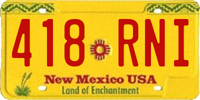 NM license plate 418RNI
