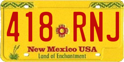NM license plate 418RNJ