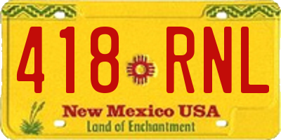 NM license plate 418RNL