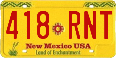 NM license plate 418RNT